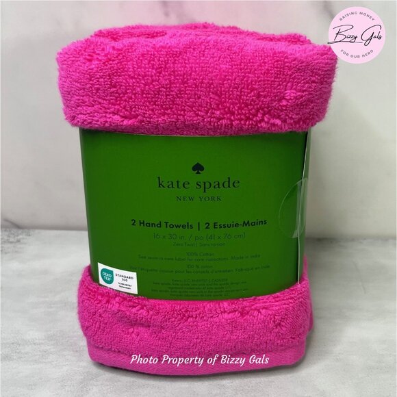 Kate Spade Fuchsia Hot Pink Hand Towels Set of 2 - Picture 1 of 2